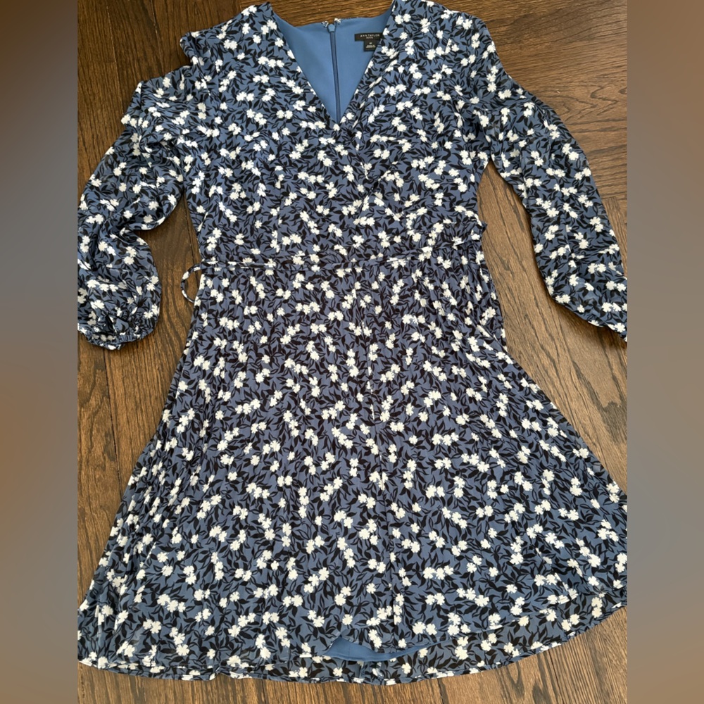 Ann Taylor Blue and White Floral Dress
